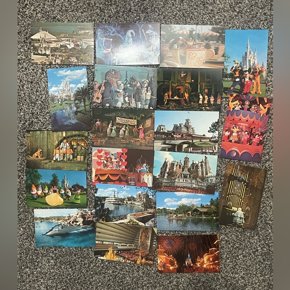 Set of 20 Vintage Walt Disney World Postcard Collection